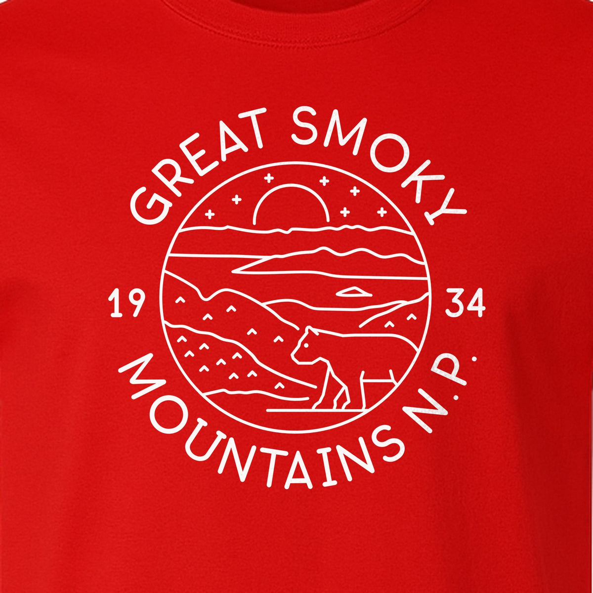 Great Smoky Mountains T-Shirt, 1934 Badge Design for Hikers and Campers