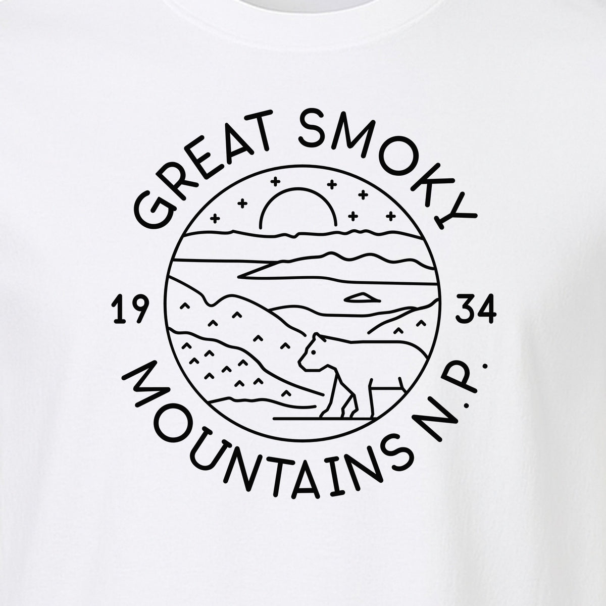 Great Smoky Mountains T-Shirt, 1934 Badge Design for Hikers and Campers