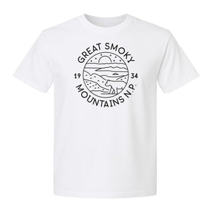 Great Smoky Mountains T-Shirt, 1934 Badge Design for Hikers and Campers