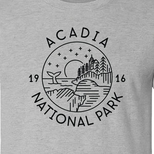 Acadia National Park T-Shirt, Maine Mountain Landscape Graphic for Hiking and Camping Trips