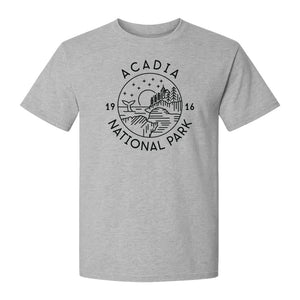 Acadia National Park T-Shirt, Maine Mountain Landscape Graphic for Hiking and Camping Trips