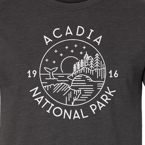 Acadia National Park T-Shirt, Maine Mountain Landscape Graphic for Hiking and Camping Trips