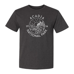 Acadia National Park T-Shirt, Maine Mountain Landscape Graphic for Hiking and Camping Trips