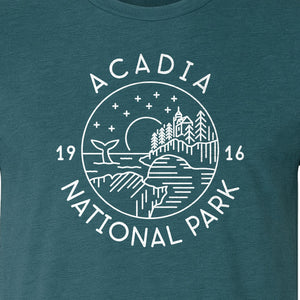 Acadia National Park T-Shirt, Maine Mountain Landscape Graphic for Hiking and Camping Trips