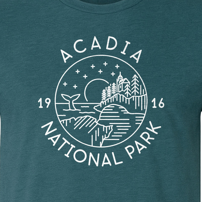 Acadia National Park T-Shirt, Maine Mountain Landscape Graphic for Hiking and Camping Trips
