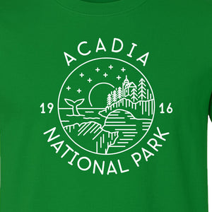 Acadia National Park T-Shirt, Maine Mountain Landscape Graphic for Hiking and Camping Trips