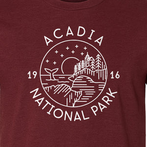 Acadia National Park T-Shirt, Maine Mountain Landscape Graphic for Hiking and Camping Trips