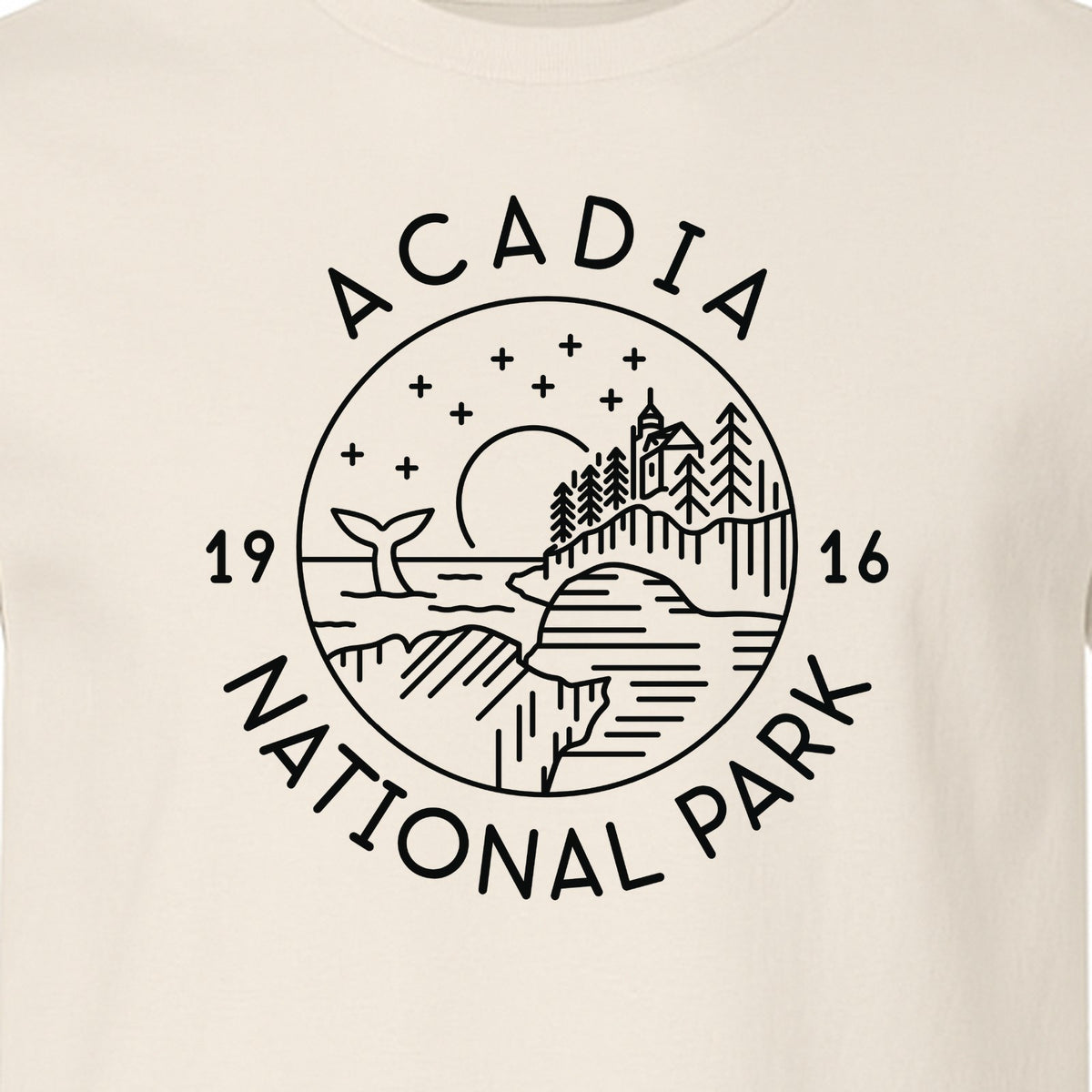 Acadia National Park T-Shirt, Maine Mountain Landscape Graphic for Hiking and Camping Trips
