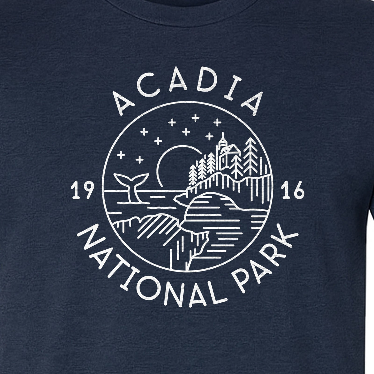Acadia National Park T-Shirt, Maine Mountain Landscape Graphic for Hiking and Camping Trips