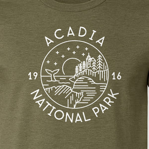Acadia National Park T-Shirt, Maine Mountain Landscape Graphic for Hiking and Camping Trips