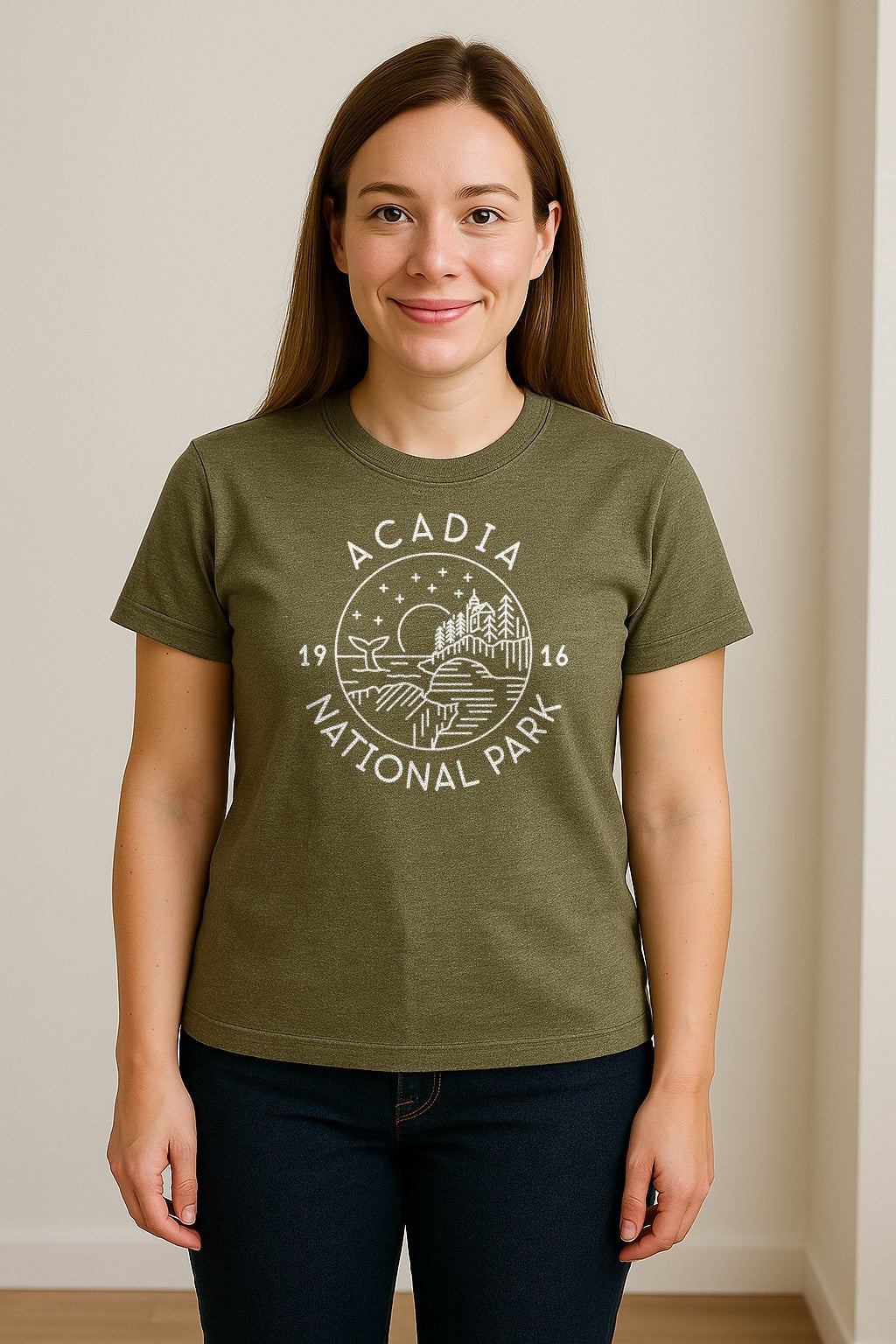 Acadia National Park T-Shirt, Maine Mountain Landscape Graphic for Hiking and Camping Trips
