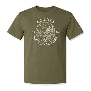 Acadia National Park T-Shirt, Maine Mountain Landscape Graphic for Hiking and Camping Trips