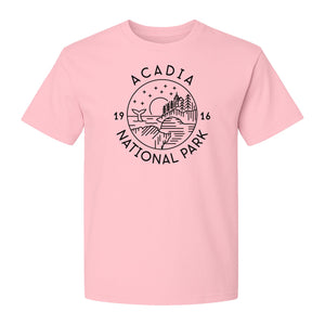 Acadia National Park T-Shirt, Maine Mountain Landscape Graphic for Hiking and Camping Trips