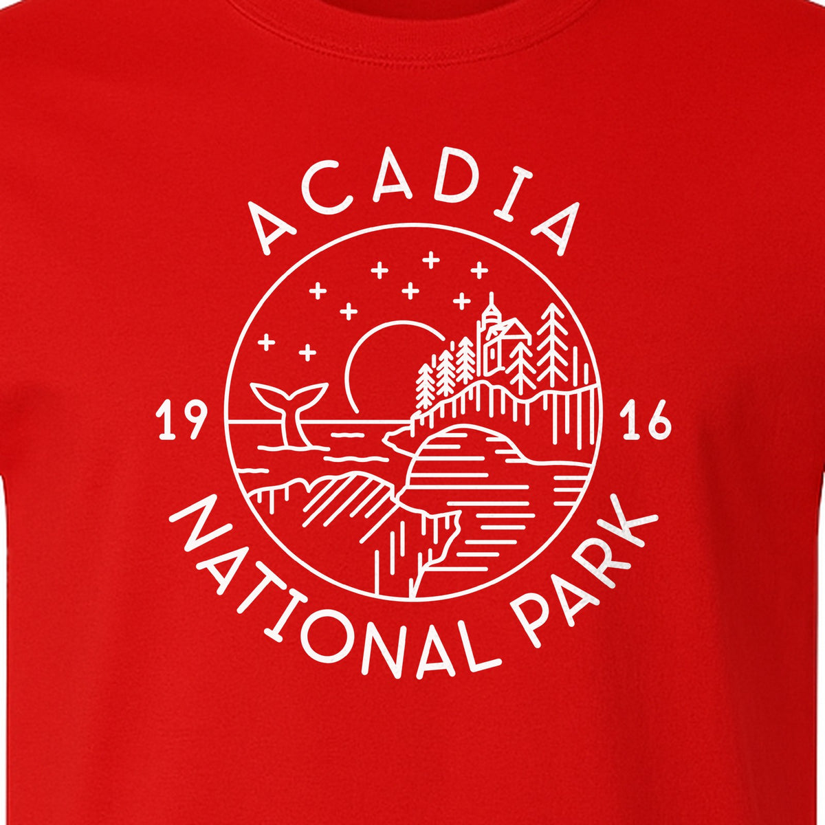Acadia National Park T-Shirt, Maine Mountain Landscape Graphic for Hiking and Camping Trips