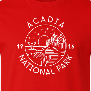 Acadia National Park T-Shirt, Maine Mountain Landscape Graphic for Hiking and Camping Trips