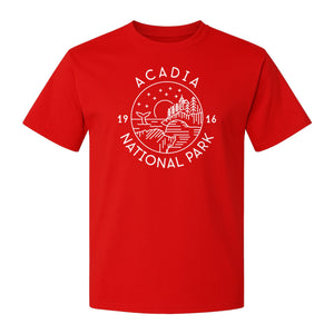 Acadia National Park T-Shirt, Maine Mountain Landscape Graphic for Hiking and Camping Trips
