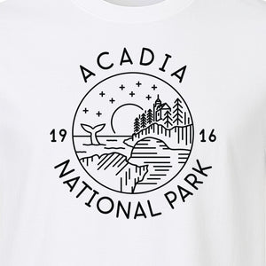 Acadia National Park T-Shirt, Maine Mountain Landscape Graphic for Hiking and Camping Trips