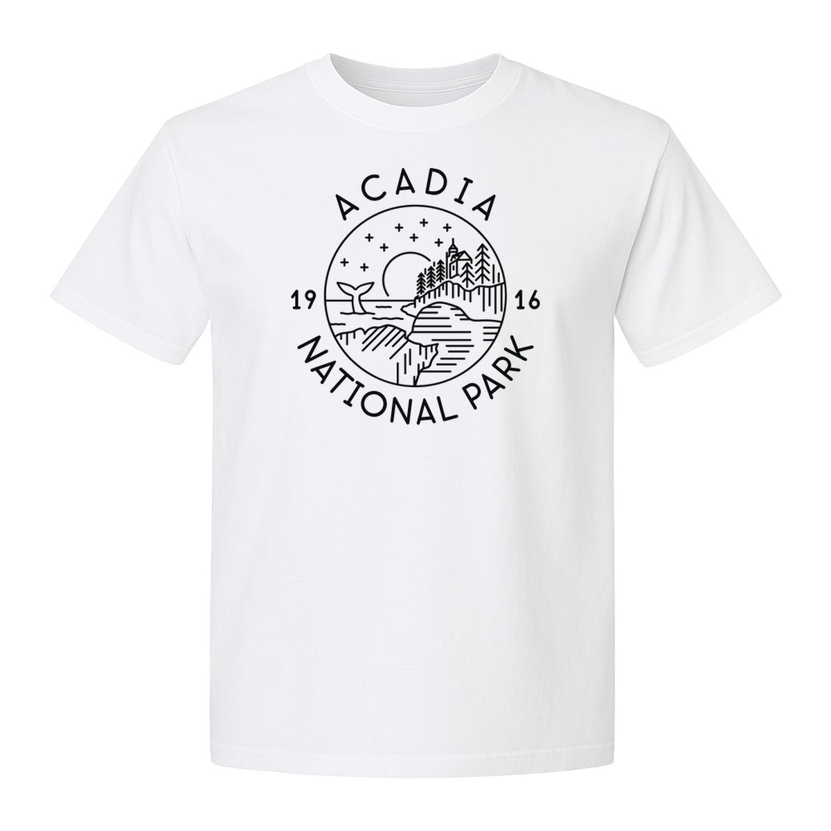 Acadia National Park T-Shirt, Maine Mountain Landscape Graphic for Hiking and Camping Trips