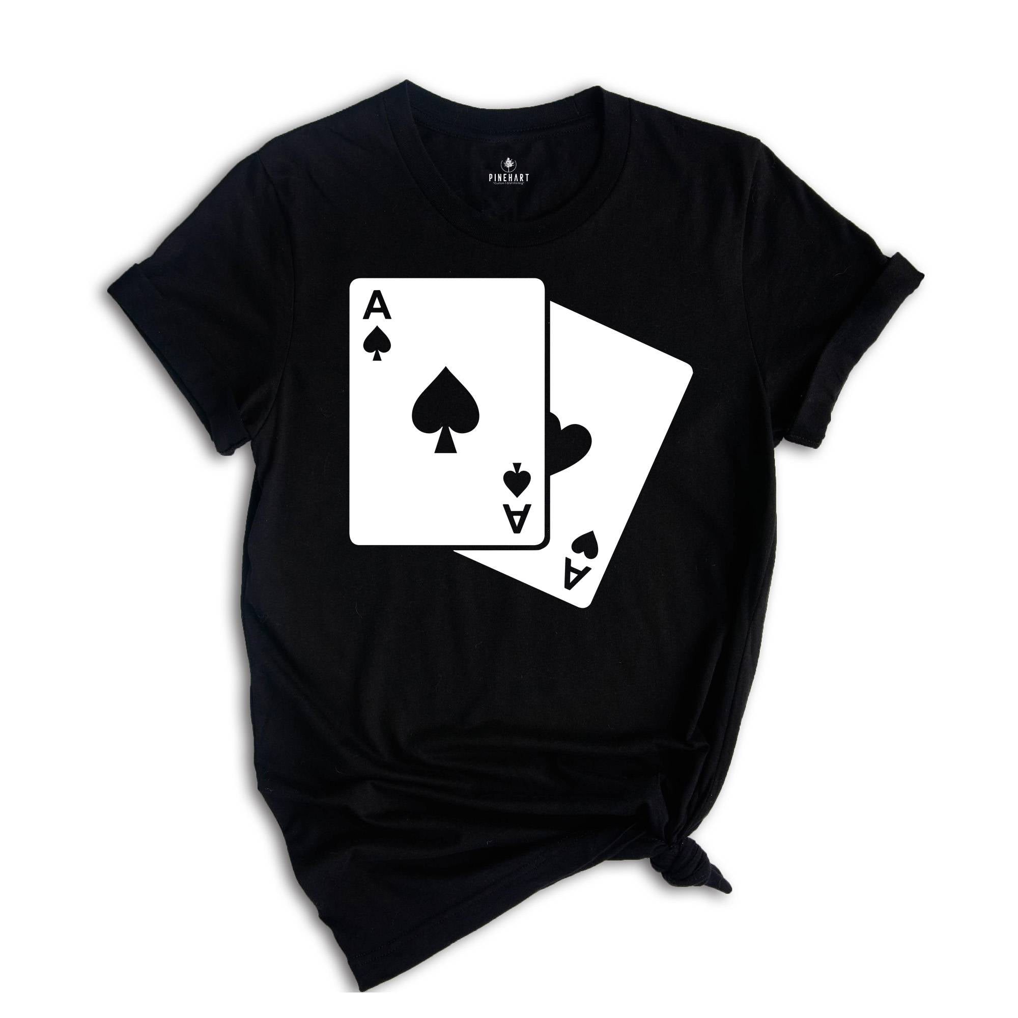Ace of Spades Playing Card T-Shirt, Two Aces T-Shirt, Playing Card Shirt, Gambling Tee, Funny Gambler Shirt