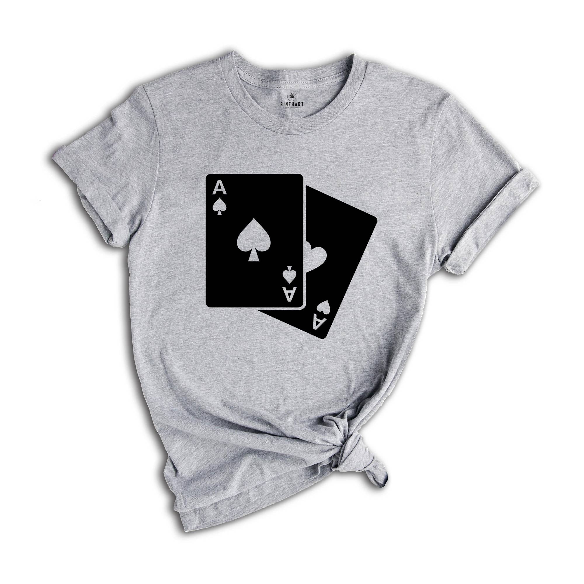 Ace of Spades Playing Card T-Shirt, Two Aces T-Shirt, Playing Card Shirt, Gambling Tee, Funny Gambler Shirt