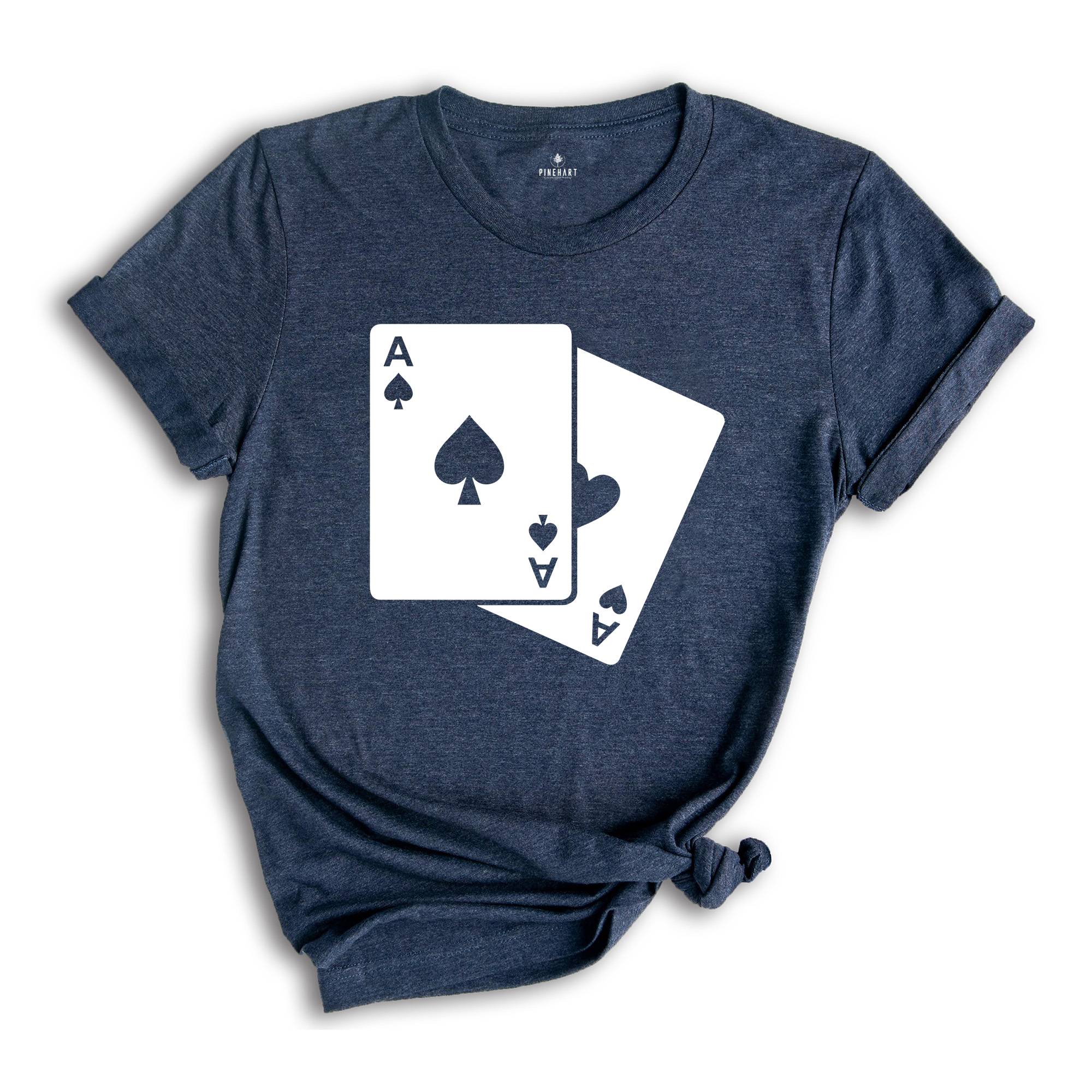 Ace of Spades Playing Card T-Shirt, Two Aces T-Shirt, Playing Card Shirt, Gambling Tee, Funny Gambler Shirt