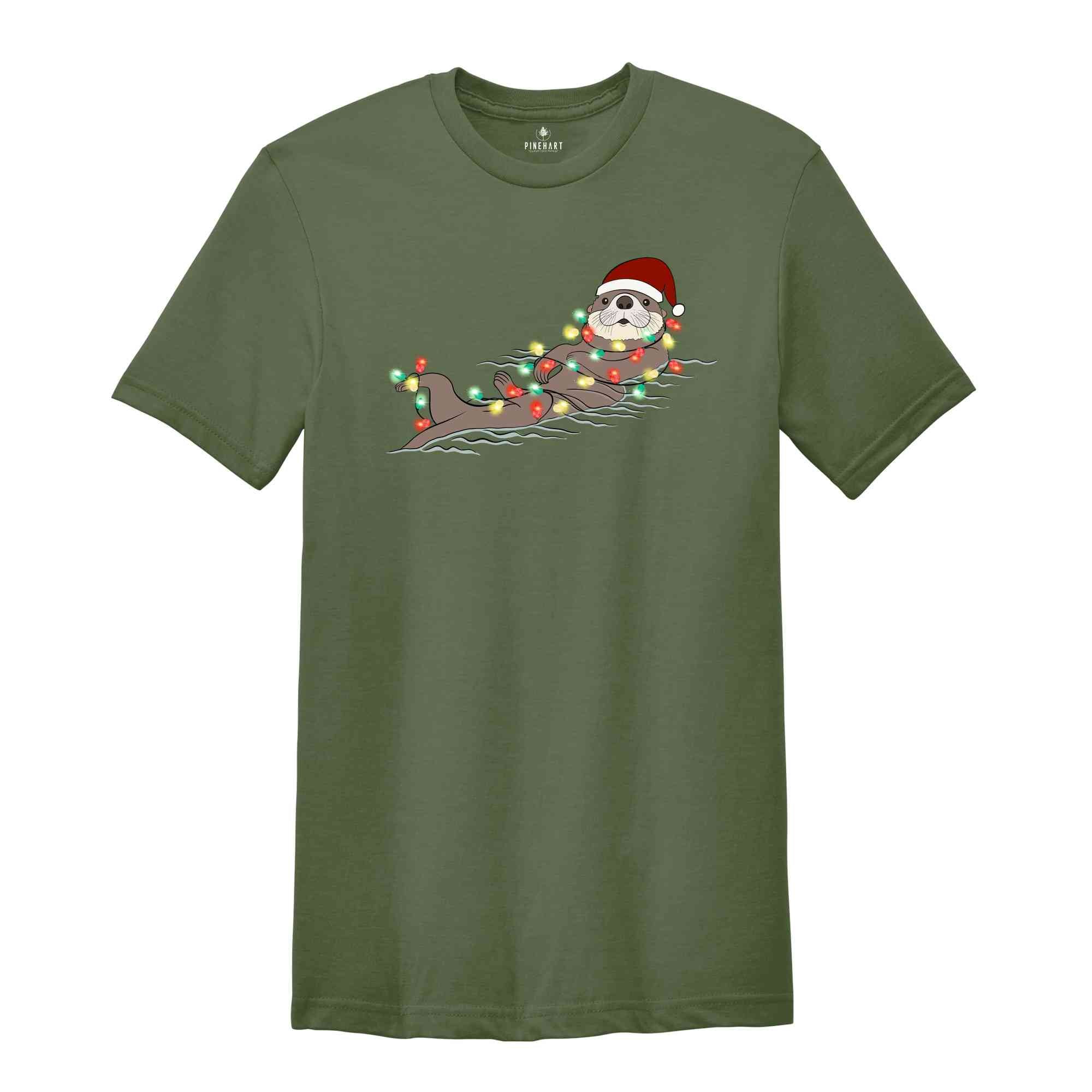 Adorable Christmas Otter Shirt, Cute Christmas Costume, Christmas Party Animal Tee, Christmas Night Tee, 2025 Christmas Gift