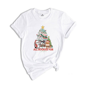 All Booked Holiday Reading Tee, Cozy Festive Book Lover T-Shirt, Cute Librarian Shirt