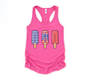 America Ice Cream Tank Top, Patriotic Tank Top, Fun July 4th Popsicles Tank Top, Patriotic Popsicles Tank Top, 4th Of July Tank Top