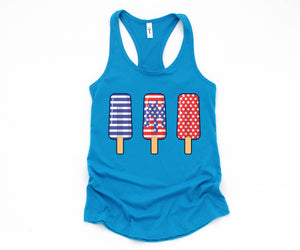 America Ice Cream Tank Top, Patriotic Tank Top, Fun July 4th Popsicles Tank Top, Patriotic Popsicles Tank Top, 4th Of July Tank Top