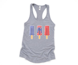 America Ice Cream Tank Top, Patriotic Tank Top, Fun July 4th Popsicles Tank Top, Patriotic Popsicles Tank Top, 4th Of July Tank Top