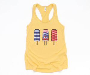 America Ice Cream Tank Top, Patriotic Tank Top, Fun July 4th Popsicles Tank Top, Patriotic Popsicles Tank Top, 4th Of July Tank Top