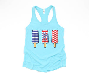 America Ice Cream Tank Top, Patriotic Tank Top, Fun July 4th Popsicles Tank Top, Patriotic Popsicles Tank Top, 4th Of July Tank Top
