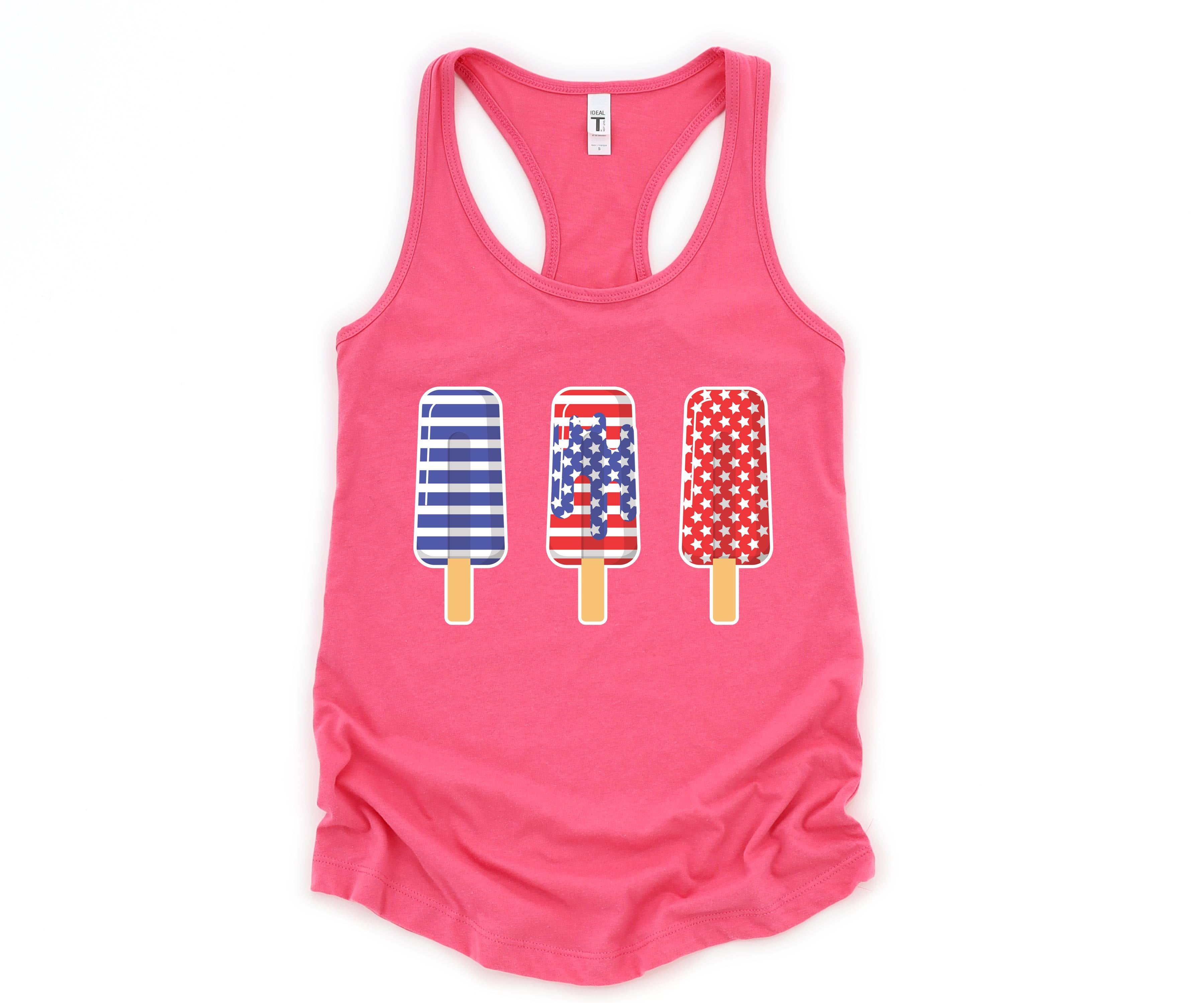 America Ice Cream Tank Top, Patriotic Tank Top, Fun July 4th Popsicles Tank Top, Patriotic Popsicles Tank Top, 4th Of July Tank Top