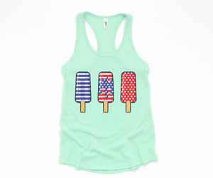 America Ice Cream Tank Top, Patriotic Tank Top, Fun July 4th Popsicles Tank Top, Patriotic Popsicles Tank Top, 4th Of July Tank Top