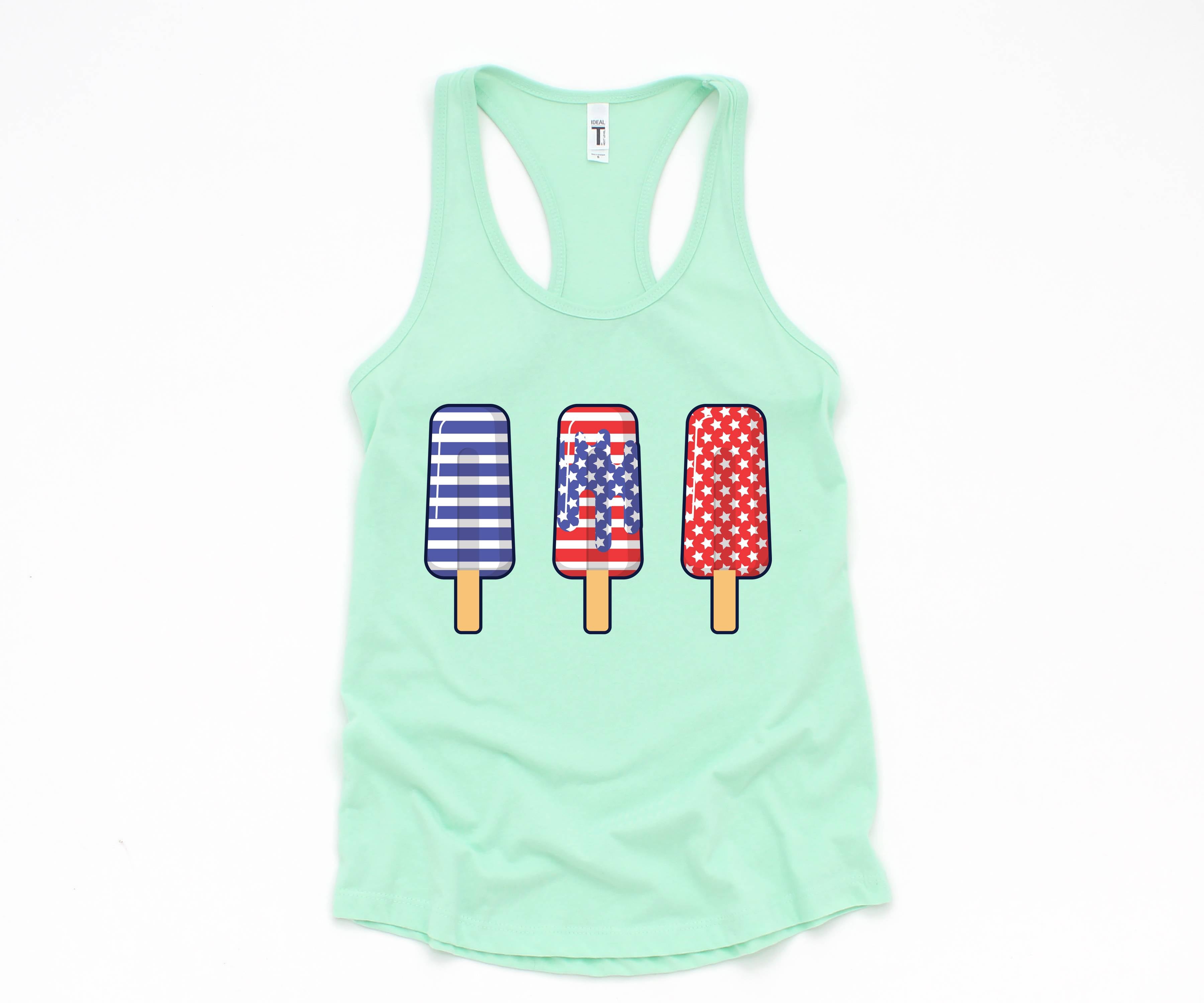 America Ice Cream Tank Top, Patriotic Tank Top, Fun July 4th Popsicles Tank Top, Patriotic Popsicles Tank Top, 4th Of July Tank Top