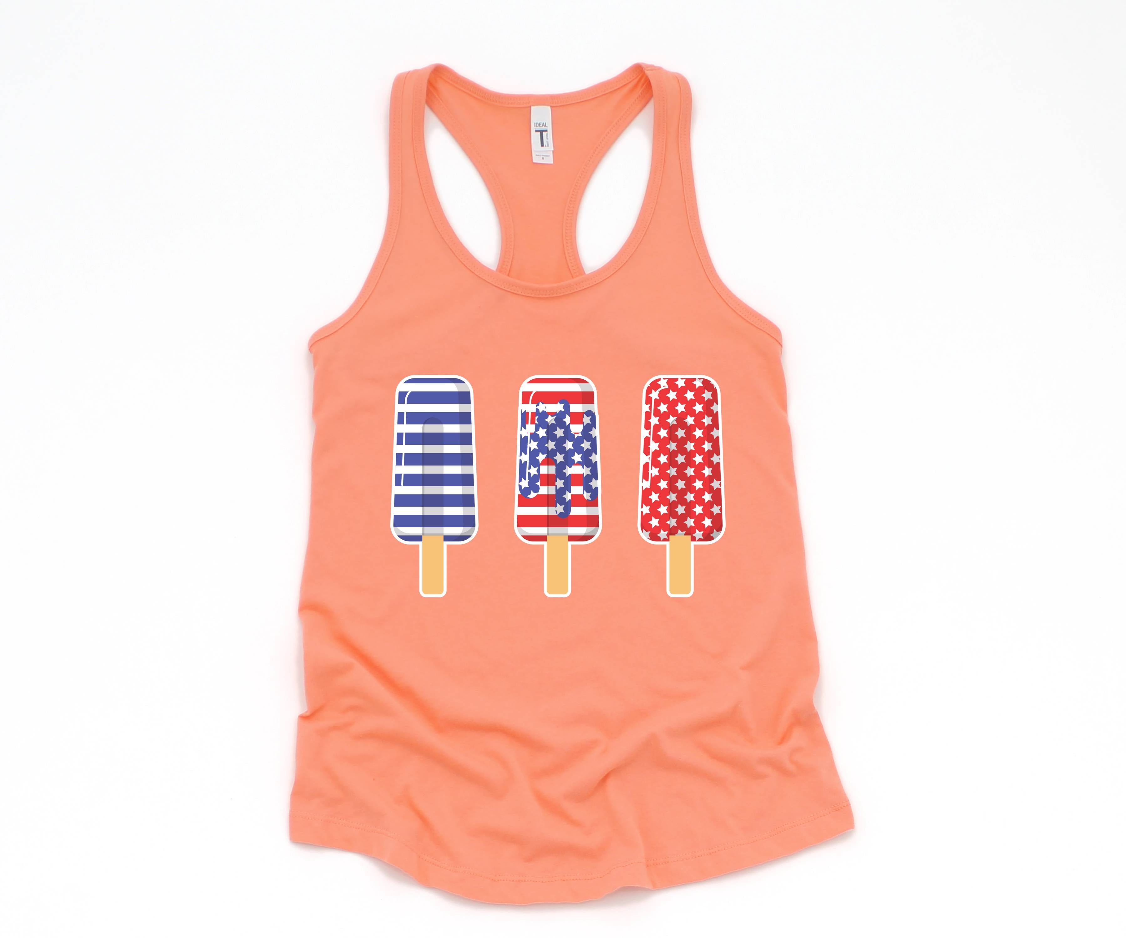 America Ice Cream Tank Top, Patriotic Tank Top, Fun July 4th Popsicles Tank Top, Patriotic Popsicles Tank Top, 4th Of July Tank Top