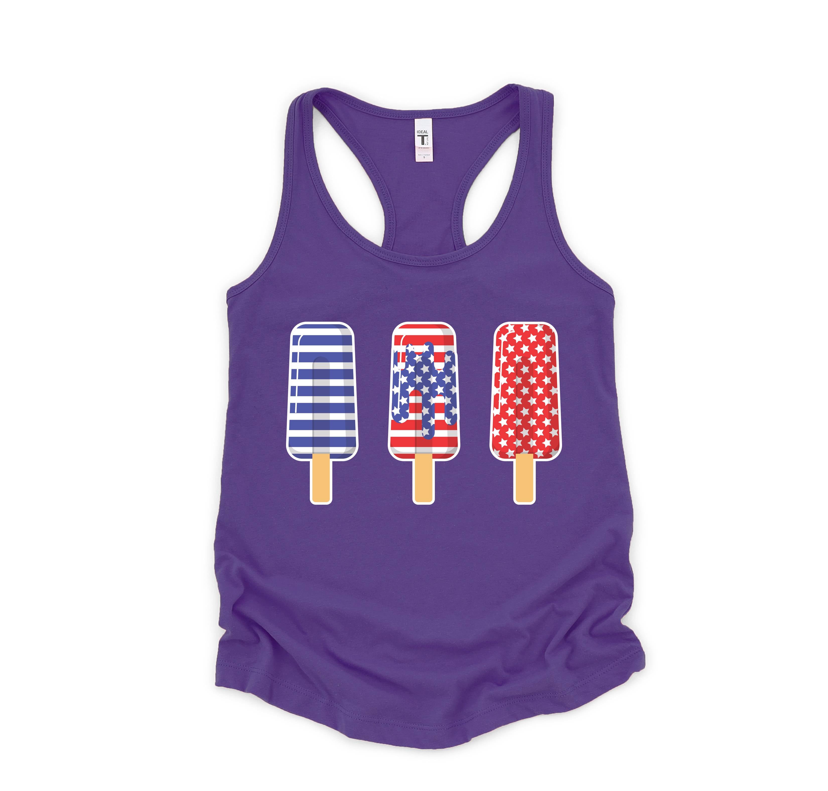 America Ice Cream Tank Top, Patriotic Tank Top, Fun July 4th Popsicles Tank Top, Patriotic Popsicles Tank Top, 4th Of July Tank Top