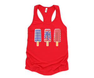 America Ice Cream Tank Top, Patriotic Tank Top, Fun July 4th Popsicles Tank Top, Patriotic Popsicles Tank Top, 4th Of July Tank Top