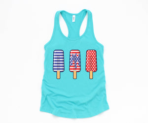 America Ice Cream Tank Top, Patriotic Tank Top, Fun July 4th Popsicles Tank Top, Patriotic Popsicles Tank Top, 4th Of July Tank Top