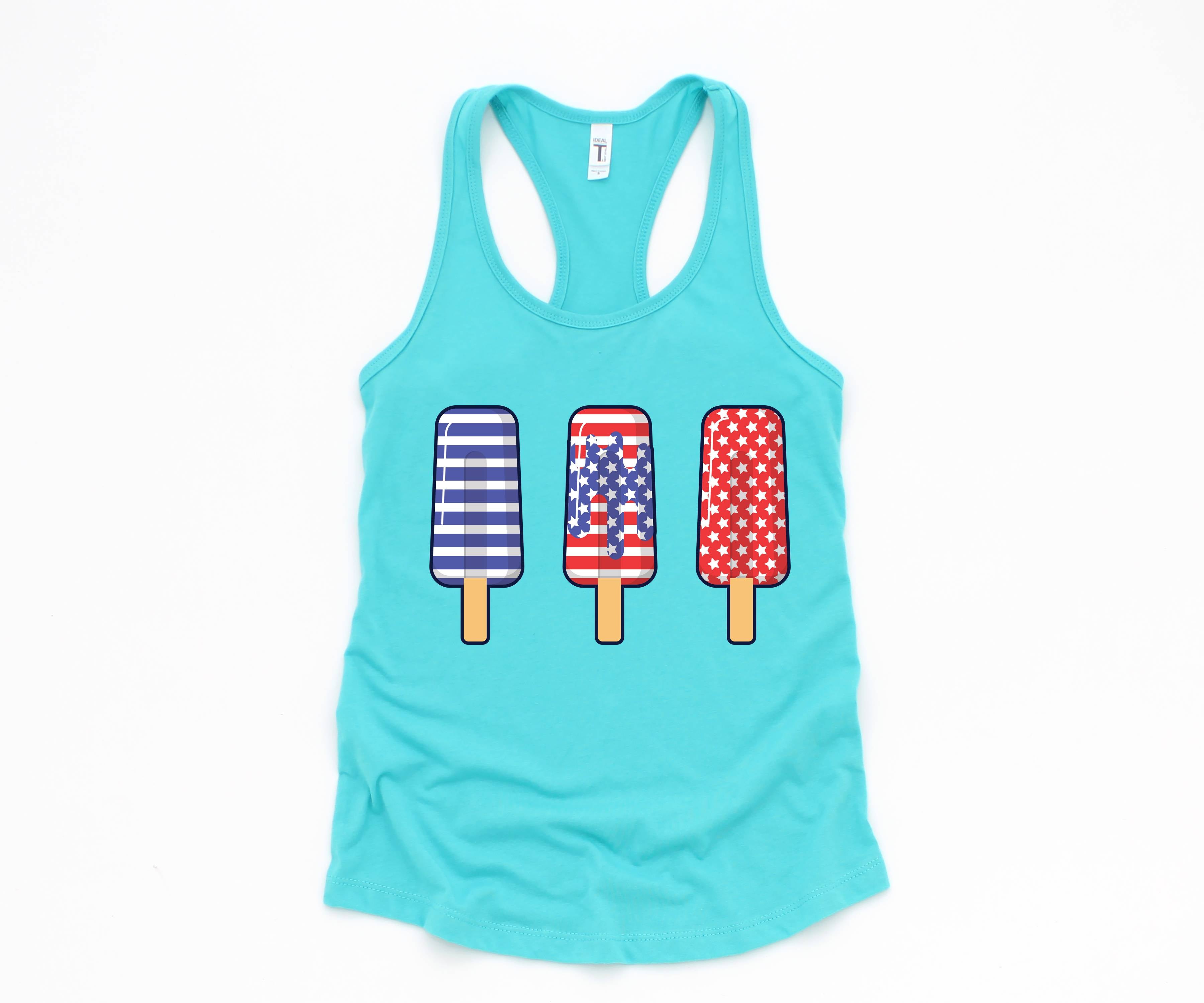 America Ice Cream Tank Top, Patriotic Tank Top, Fun July 4th Popsicles Tank Top, Patriotic Popsicles Tank Top, 4th Of July Tank Top