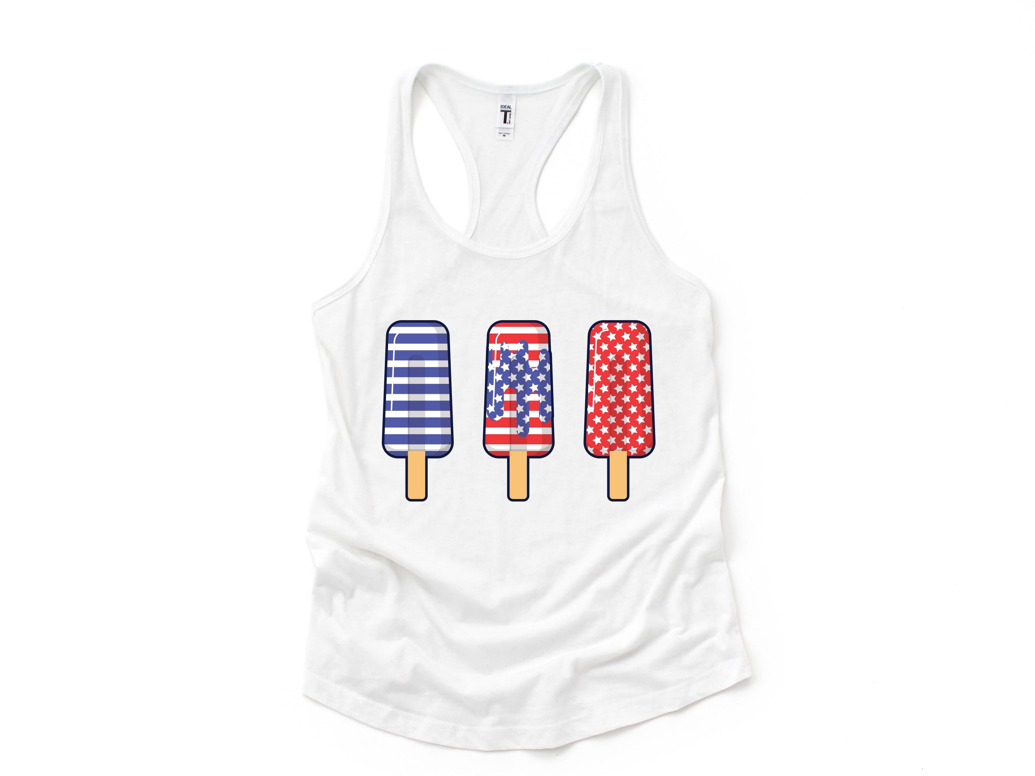 America Ice Cream Tank Top, Patriotic Tank Top, Fun July 4th Popsicles Tank Top, Patriotic Popsicles Tank Top, 4th Of July Tank Top