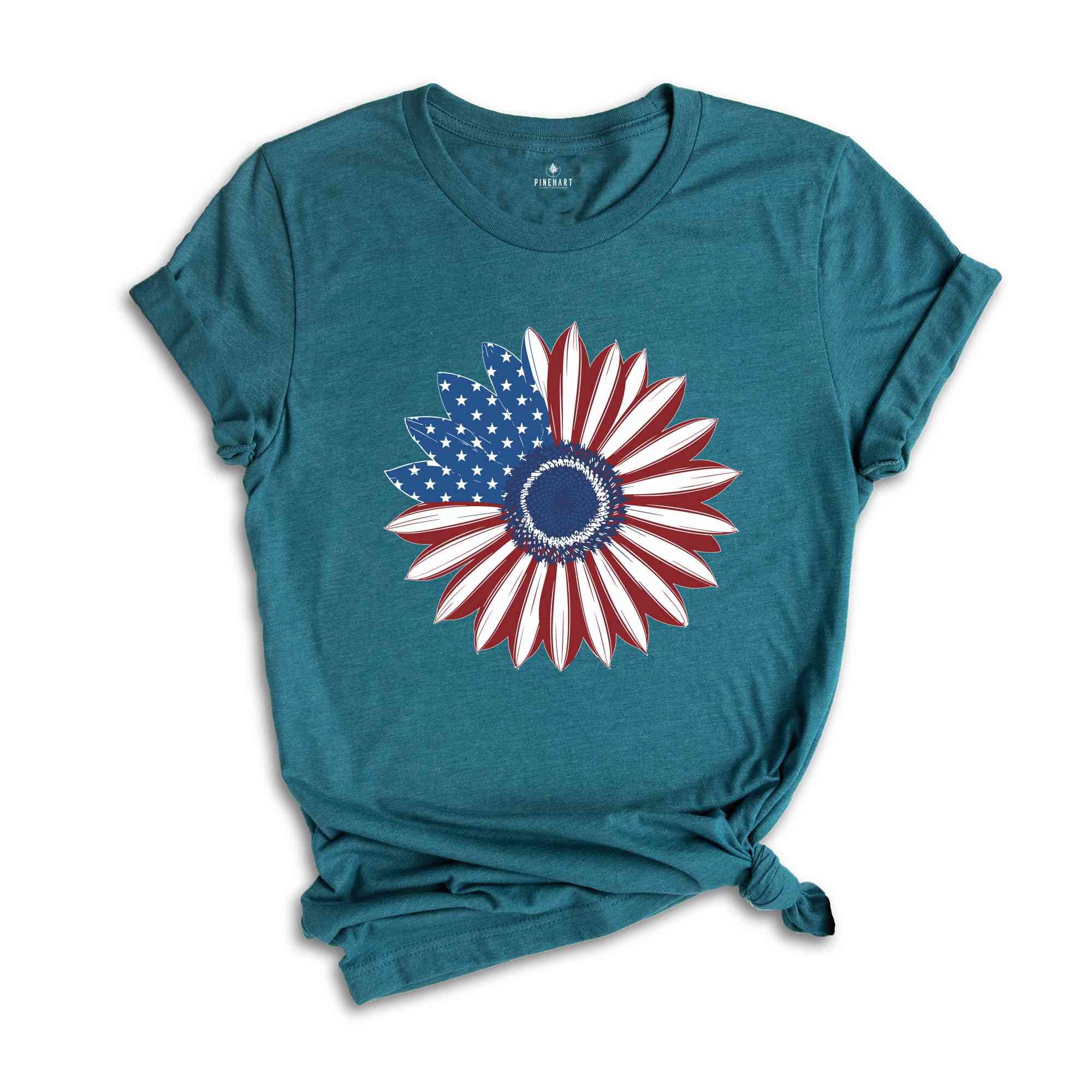 America Sunflower T-Shirt, USA Flag Flower T-Shirt, Gift For American, Freedom T-Shirt, Independence Shirt