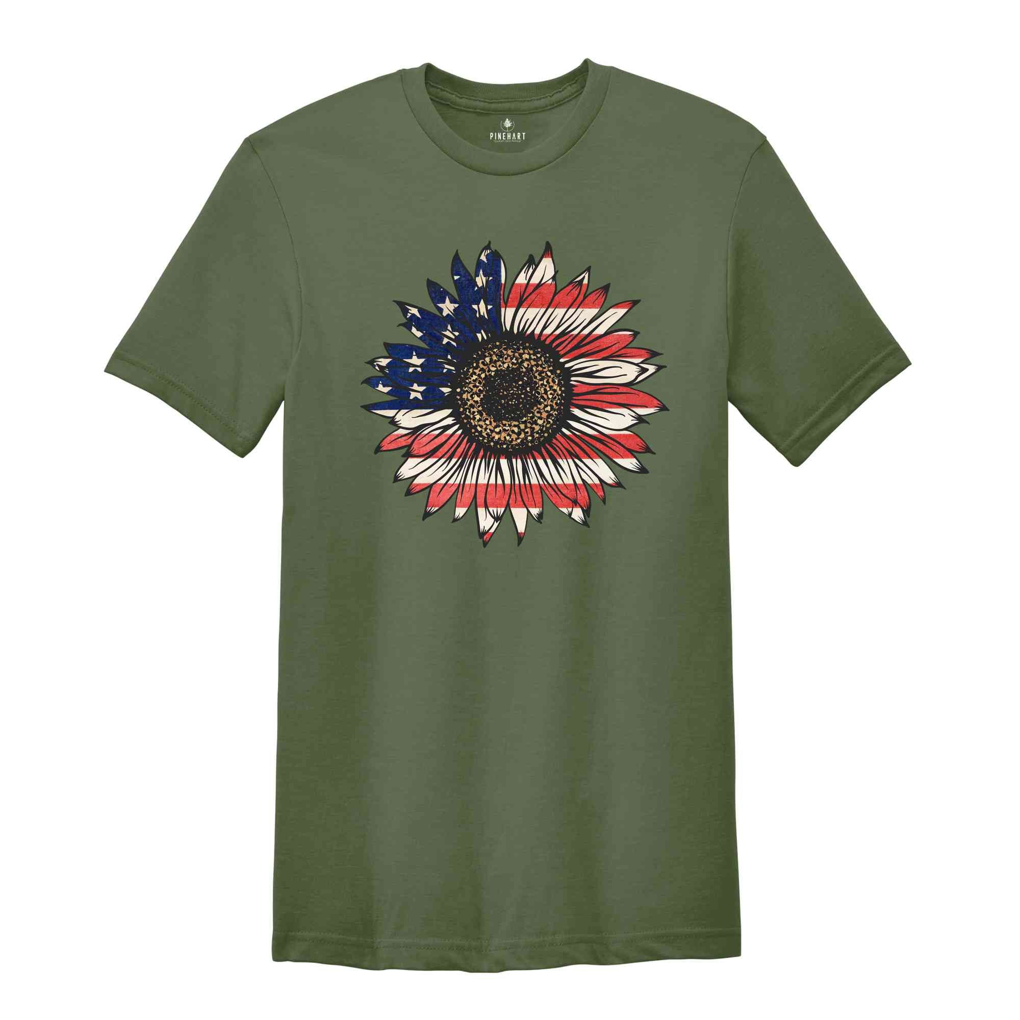 American Sunflower Shirt, 4th Of July Shirt, USA Shirt, Patriotic Shirt, Independence Day Shirt, Red White And Blue, Fourth Of July