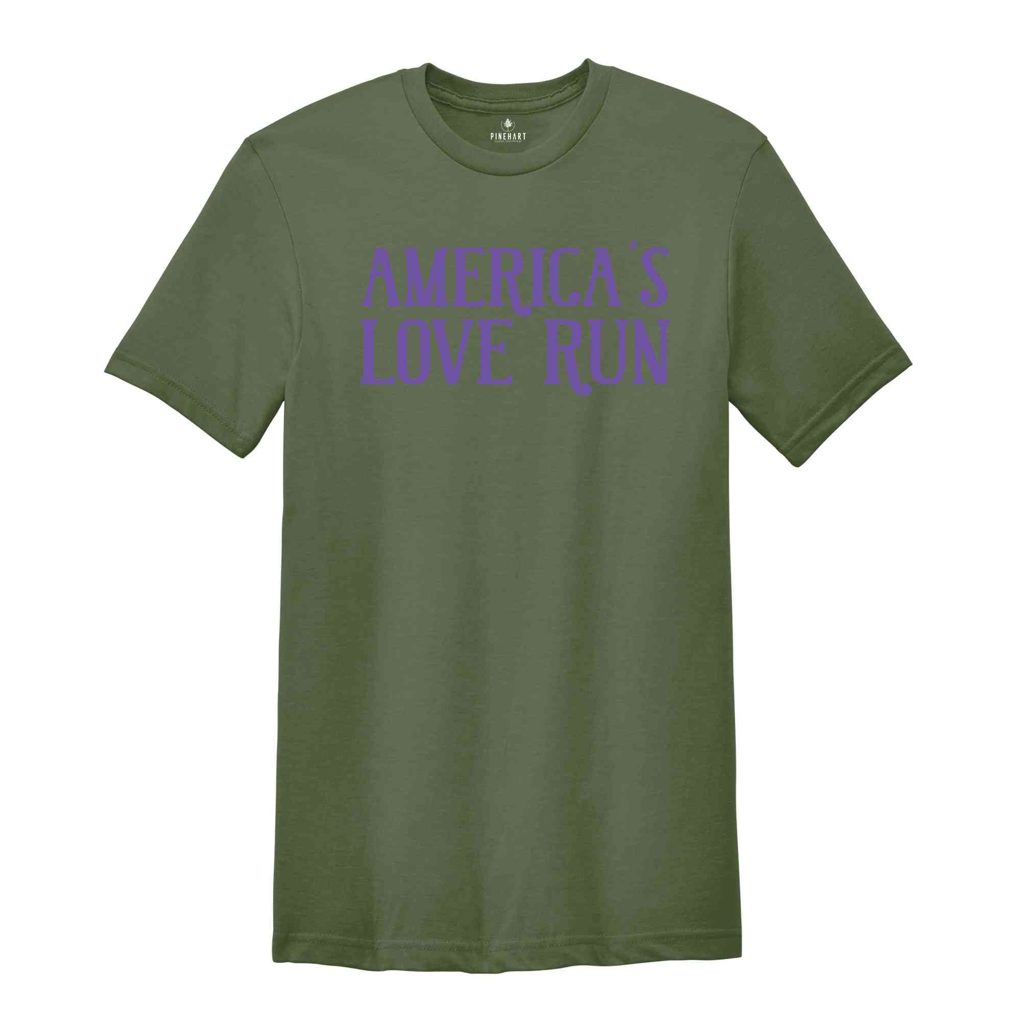 America's Love Run Shirt, Running Event Shirt, Charity Race Gear, Marathon Shirt, Heart Health Shirt, Patriotic Run Shirt, USA Love Run Gea