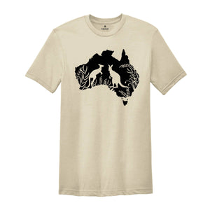 Australia Map Kangaroo Shirt, State Home Shirts, Kangaroo Shirt, Australia Tshirt, Animal Lover Tee, Australian Gift, Travel Lover Shirt