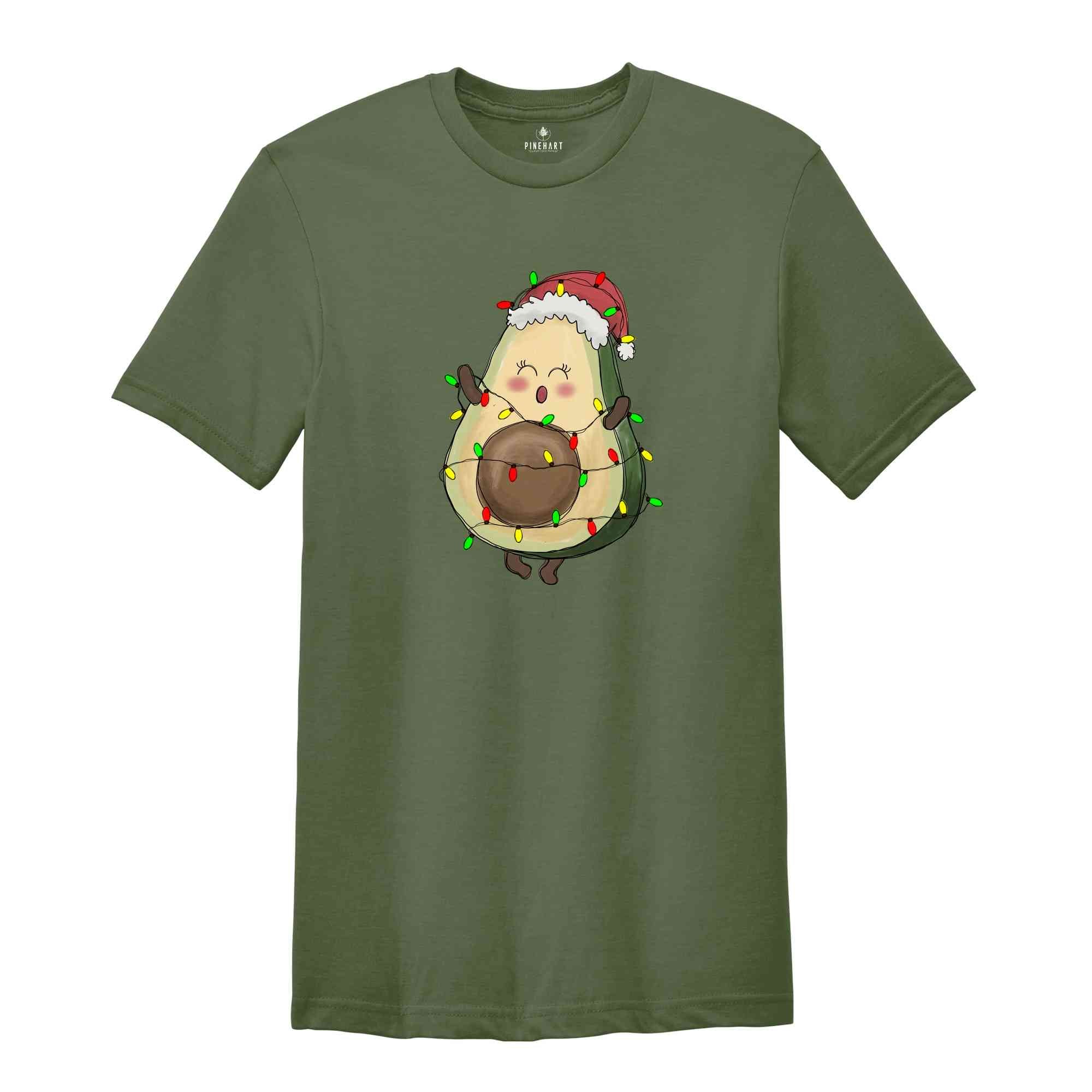 Avocado Christmas T-shirt, Vegan Christmas Shirt, Funny Christmas Tee, Christmas Gift, Avocado Santa Costume, Xmas Pajamas