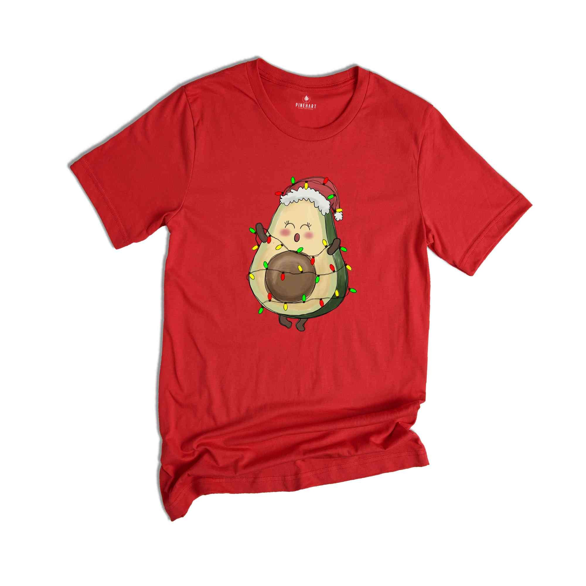 Avocado Christmas T-shirt, Vegan Christmas Shirt, Funny Christmas Tee, Christmas Gift, Avocado Santa Costume, Xmas Pajamas