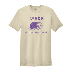 Awake But At What Cost Retro Shirt, Funny Opossum Meme T-shirt, Sarcastic Sayings Shirt, Vintage 90s Gag Shirt, Funny Rat, Mental Health Tee