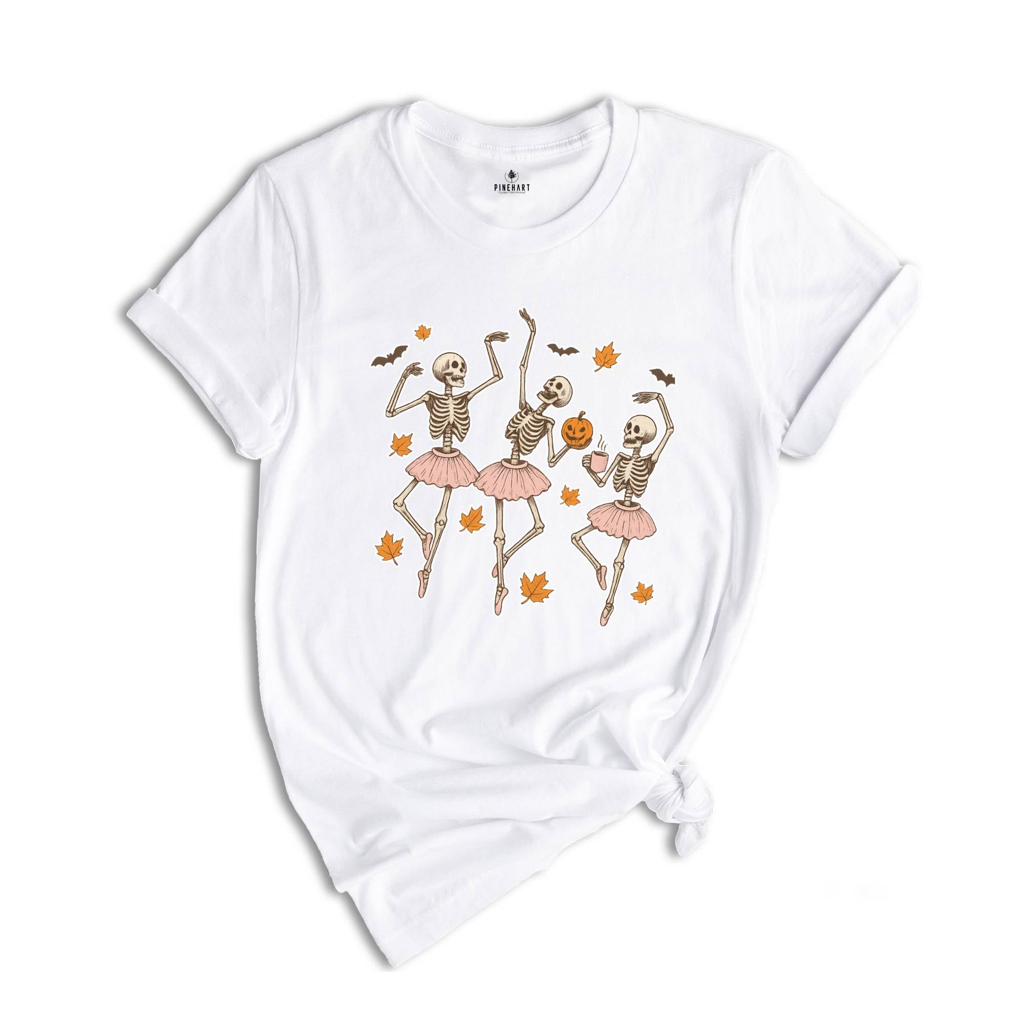 Ballerina Dancing Skeletons Shirt, Halloween Shirt, Spooky Ballet Halloween Tee, Fall Shirt Shirt, Cute Halloween Tee, Ballerina Shirt
