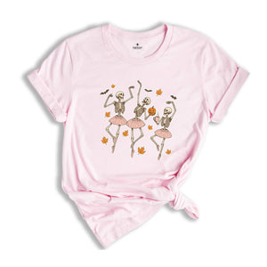 Ballerina Dancing Skeletons Shirt, Halloween Shirt, Spooky Ballet Halloween Tee, Fall Shirt Shirt, Cute Halloween Tee, Ballerina Shirt